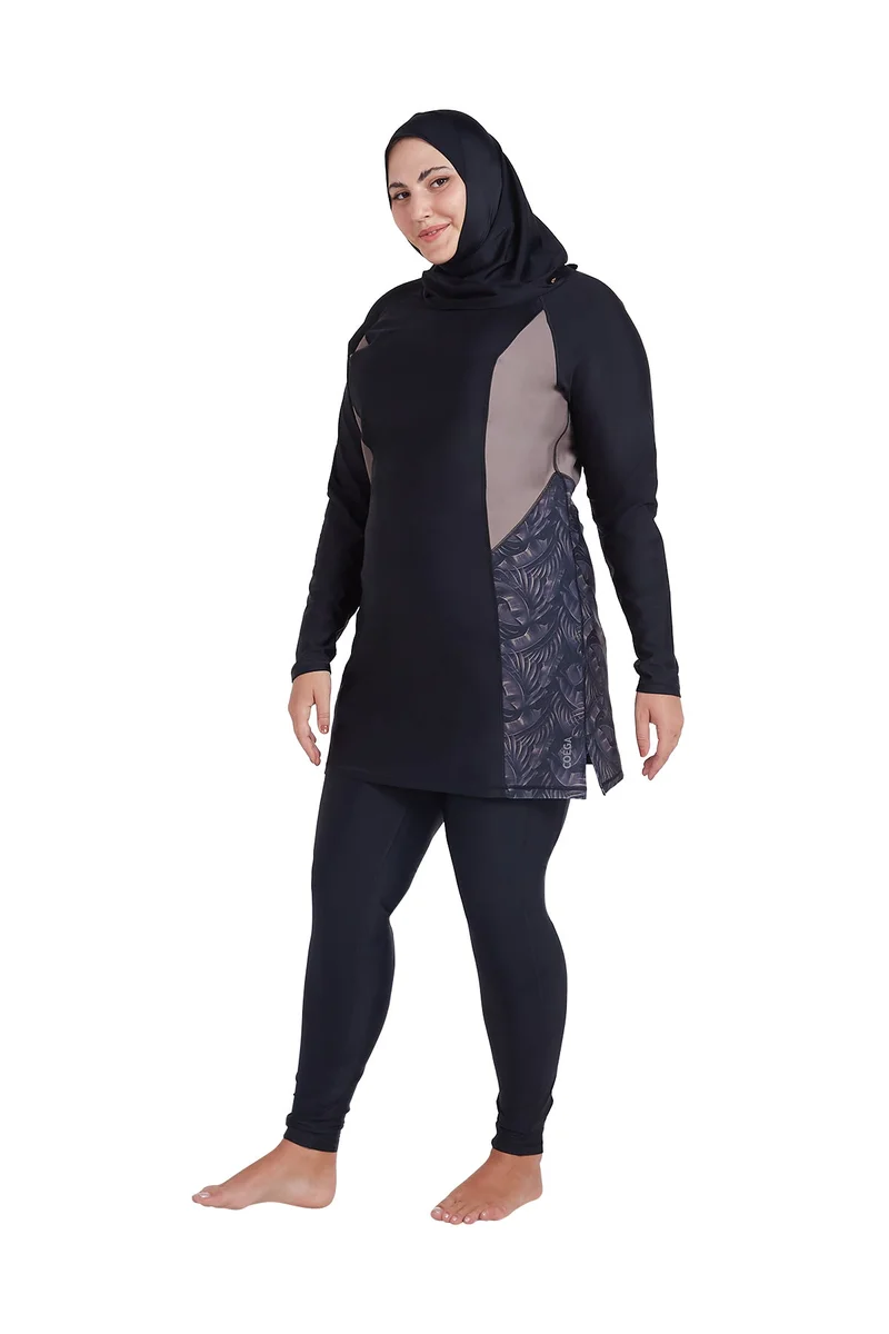 COEGA SUNWEAR  COEGA  Ladies Ladies Modest 3pc Swim Set - Nero Silver Tropical for Women | Best Price UAE